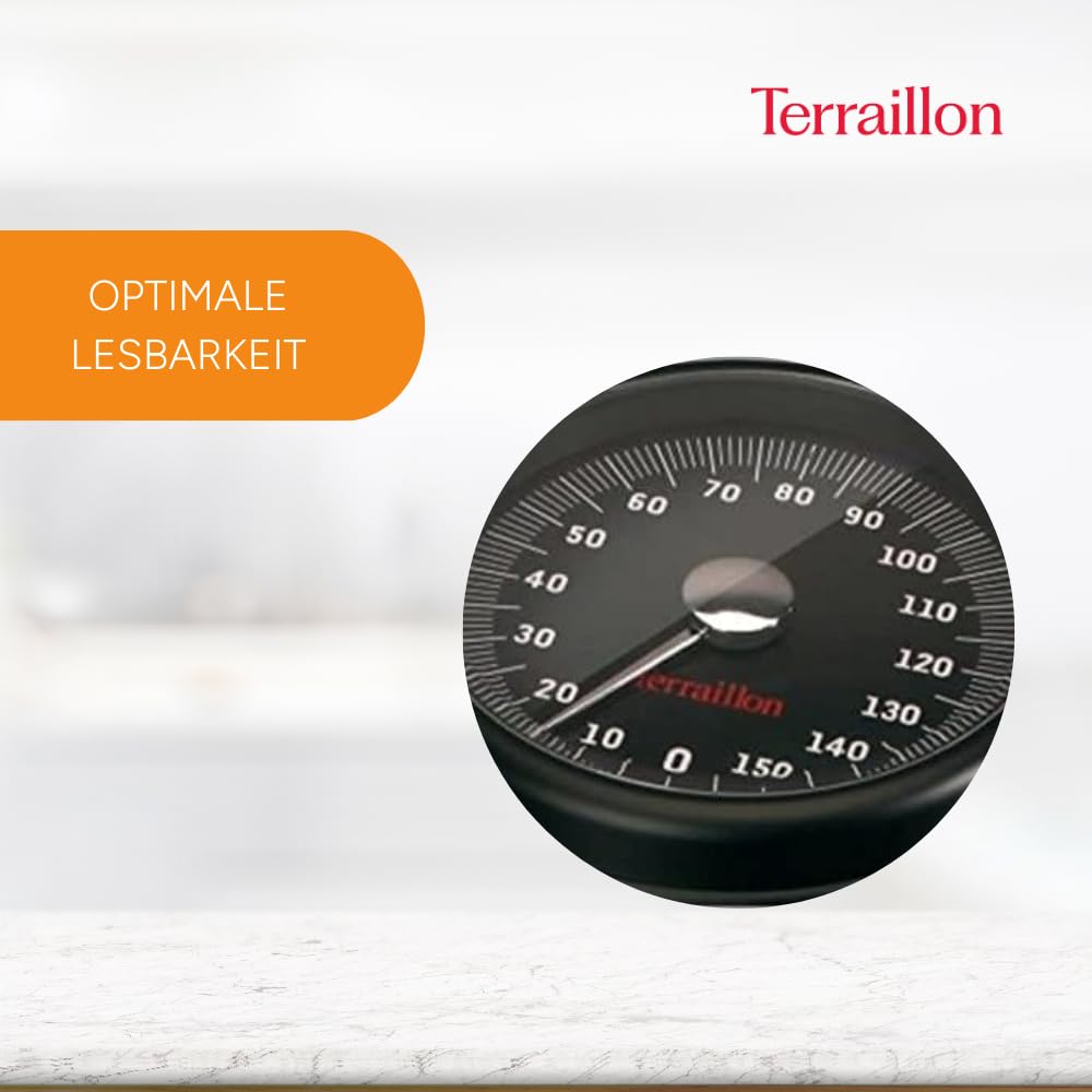 TERRAILLON Mechanische Personenwaage – Semiprofessionell, Anti-Rutsch-Beschichtung, Große Anzeige, 160kg max. – Modell „TPRO Plus“ in Schwarz
