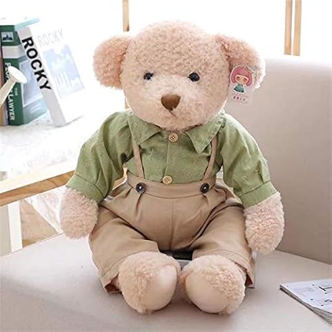MIAOOWA Official Store 45/65cm Pastoral Country Dress Up Teddy Bear Doll Couple Teddy Bear Plush Toy Retro Pastoral Teddy Bear Doll 45cm Green Men's Cover