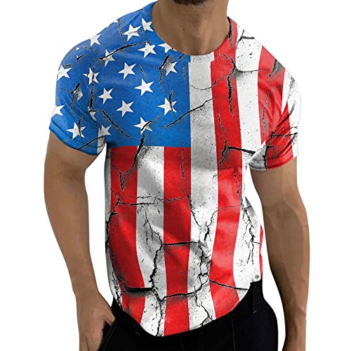 African Shirts for Men Dashiki Men s USA Patriotic Shirts American Flag Print Short Sleeve Crew Neck Top Blouses Muscle Gym Workout Athletic Shirt(B- Sky Blue,XX-Large)