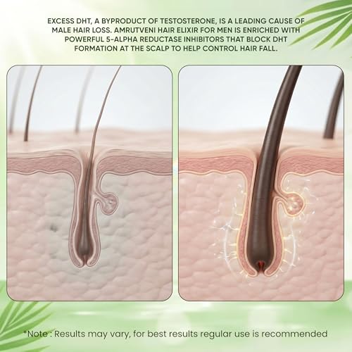 Image of Amrutveni Hair Oil for Men - Herbal Elixir with 40+ Actives, Reduces Scalp Dryness & Dandruff, Extends Hair Growth Cycle & Controls Hair Fall, Non-Sticky Formula for Lush & Beautiful Hair, 50ML