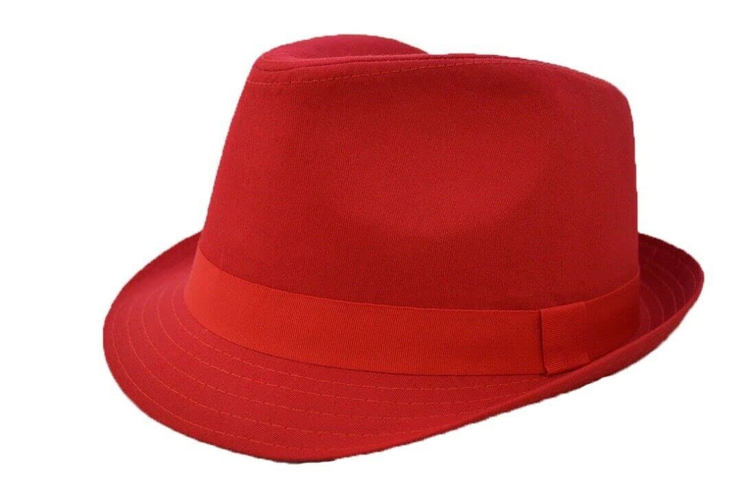 Nayt Men's Classic Solid Plain Fedora Red 3Xl-64cm (7 7/8~8)