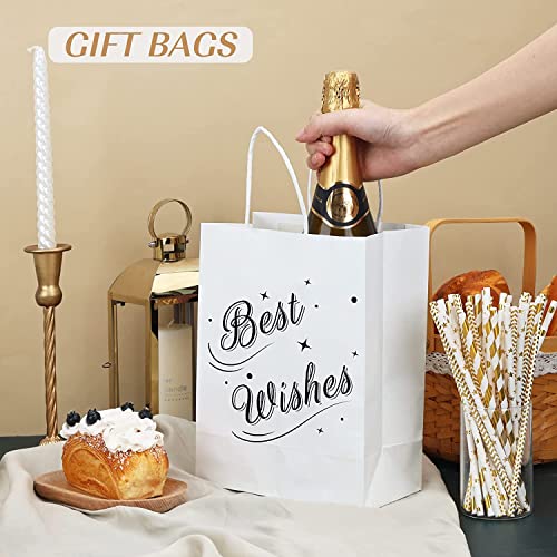 Image of RanGit Bhumi Gift Bags- 8x10x4 in 50pcs Small White Kraft Paper Bags with Handles for return Gifts- Shopping Retail Paper Carry Bag, Party Favor Gifting covers, Disposable, Recyclable (8x10x4 in White, Pack of 50)