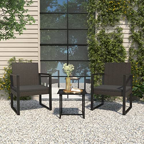 DYRJDJWIDHW Sofa rinconera,sofá Cama 135,Sofa Segunda Mano,Sofa Cama 2 plazas Oferta,Set de Muebles de jardín 3 pzas y Cojines ratán sintético negroAdecuado para salón, Dormitorio