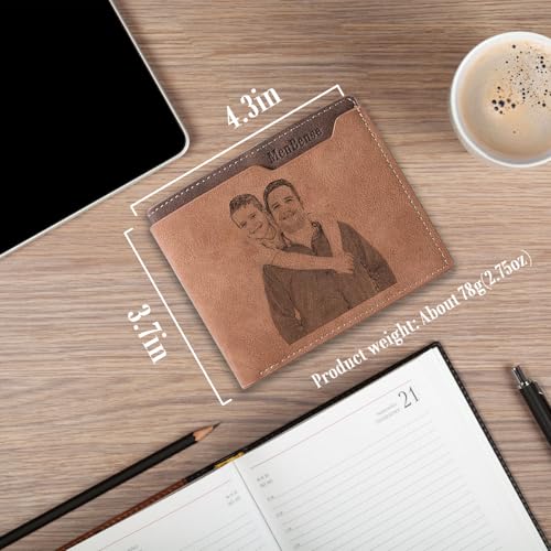 FKF Custom Wallets for Men, Personalized Leather Wallet with Engraved Name & Photo Initials, Customized Wallet Gifts for Dad Husband Boyfriend, Anniversary Father's Day Christmas Gifts (Father's Day)3