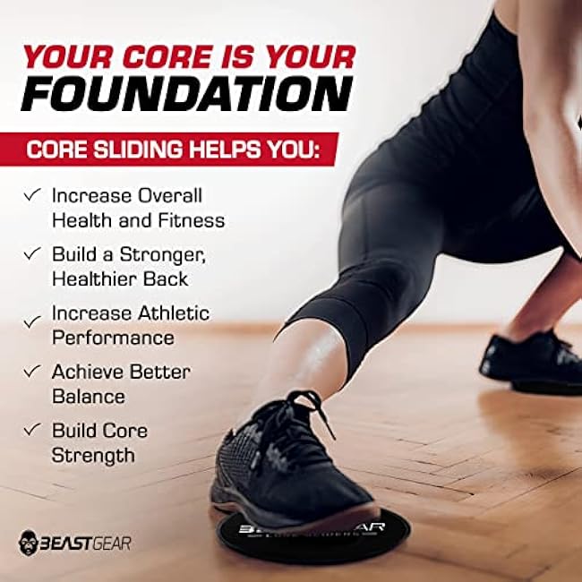 Core Sliders by Beast Gear ¨C Double Sided Gliding Discs for Abdominal Exercises - Carpet and Hard Floors