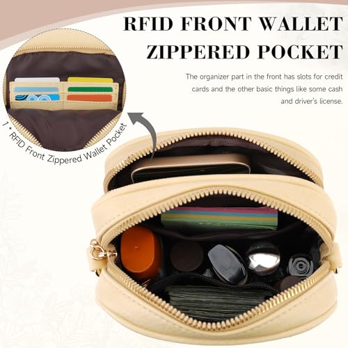 Image of Small Crossbody Bags for Women, RFID Phone Purse with Card Slots, Triple Compartments Lightweight Shoulder Bag