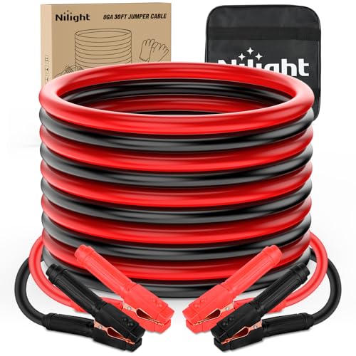 Nilight Jumper Cables for Car Battery 0 Gauge 30 FT Booster Cable Heavy Duty 1000 A CCA with...