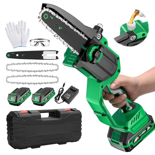 Mini motosierra de batería de 6 pulgadas, 7500 mAh, motosierra eléctrica inalámbrica con cadena de repuesto, mini motosierra eléctrica para jardín
