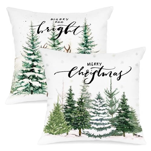 Lanpn 80x80 Quadratischer Weihnachten Kissenbezüge 2 Stück, Wald...
