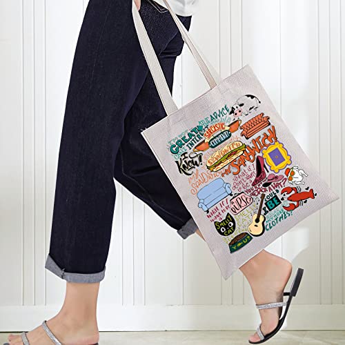 BWKTOP Friend TV Show Tote Bag - Character Fans Gift Themed Bag For Women & Girls, Sandwich Size, Sandwich Tg, 14" x 12" x 0.47" - Image 4