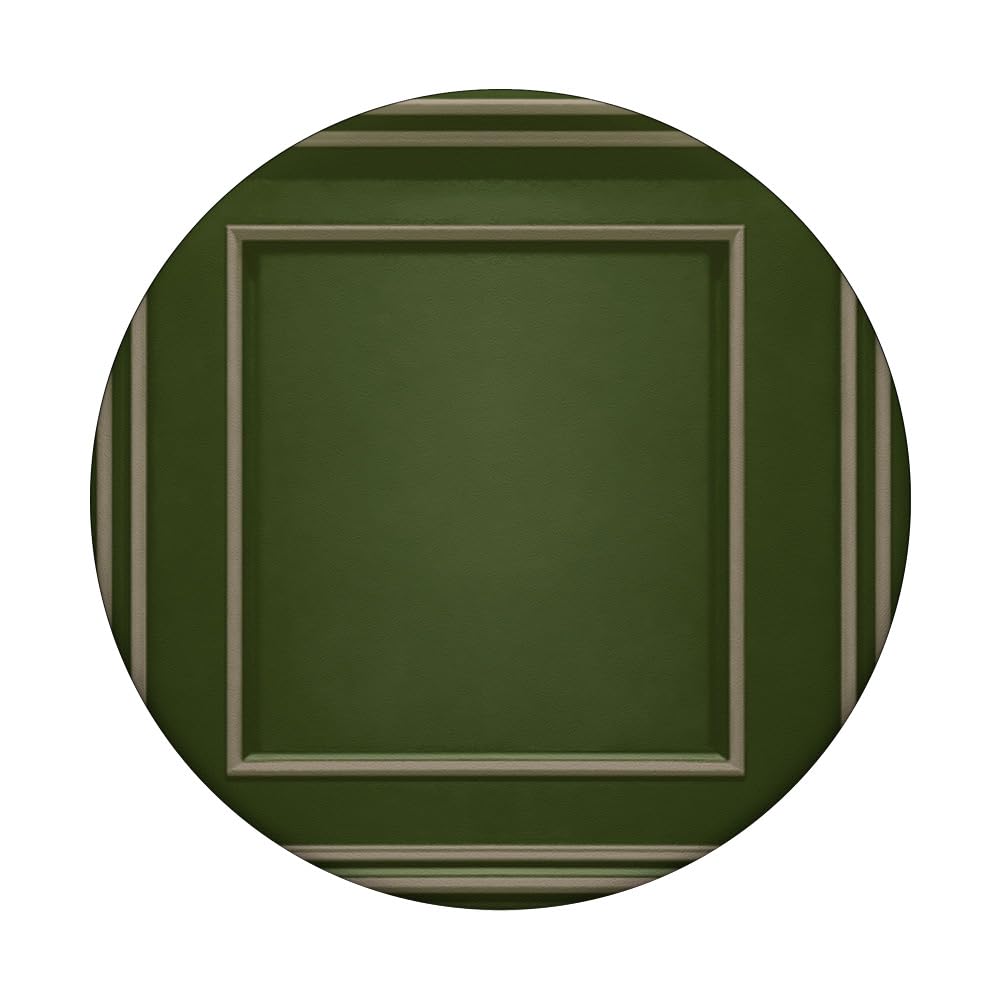 Simple Geometric Regency Period Square Abstract Design Green PopSockets Swappable PopGrip, Black - Image 3