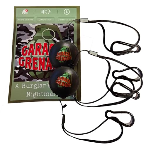2 Pack - Garage Grenade Wireless Alarm System – 140dB Anti-Theft Security for Sheds, Garages, Boats, Caravans, Motorcycles, Bikes, and Outdoor Equipment – Easy Clip Setup with Trip Wire Function