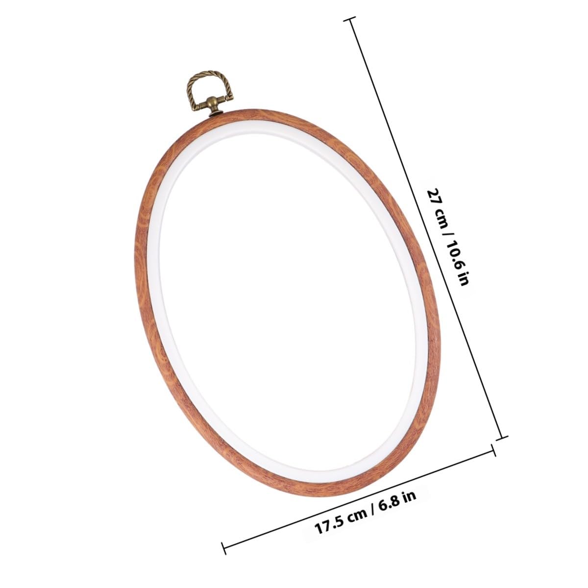 Cabilock Bastidor de Bordado Ovalado 18x25 Cm, 3 Piezas, Aro para Punto de Cruz Diy, Material Plástico Imitación Madera, Herramienta Manual para Costura y Manualidades