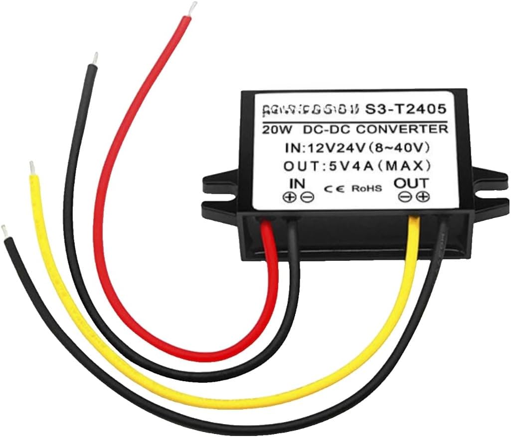 12v24v to 5v DC Power Converter 24V to 5V Automotive Voltage Regulator 12V to Step-Down Supply Module(12V/24V to 5V 3A)
