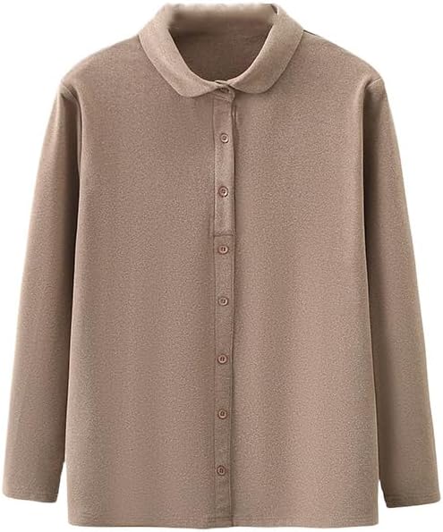 Spring/Summer Women Plus Size Basic Thermal Lapel Shirt Casual Clothing Pullover Comfort and Warmth Fashion Female Tops