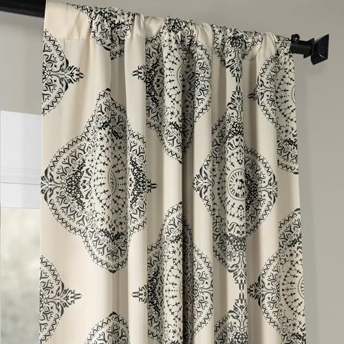 HPD Half Price Drapes Printed Room Darkening Curtains for Bedroom Living Room 50 X 120, BOCH-KC27B-120 (1 Panel) Henna Black - Image 3