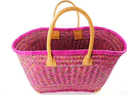 Panier de courses / sac de plage, shopper/sac de bast/shopper/cabas / planchette de palmier //Fair Trade Rose / 48 x 25 cm// 48 x 25 cm