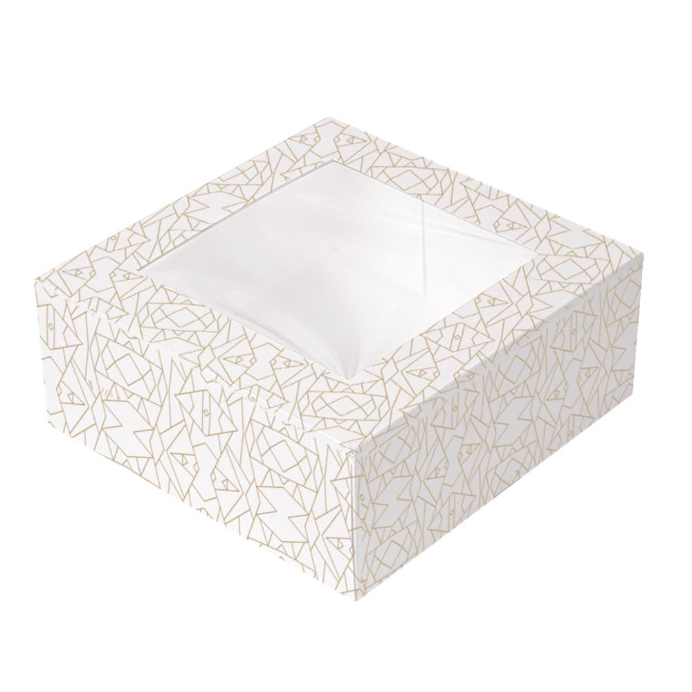 50 pezzi - Scatole per pasticceria con finestra 'Thepack' 250 g/M2 + Opp 18 x 18 x 7,5 cm bianco cartone ondulato Nano-Micro