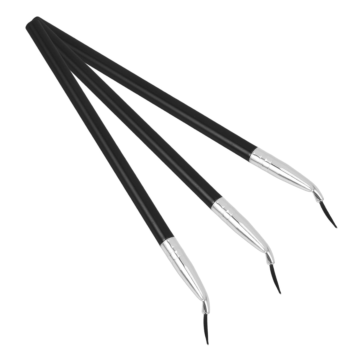 jojofuny 3pcs Angled Eyeliner Brush Set Long Handle Horsehair Makeup Brush for Precise Application Thin Cosmetic Tool for Eyeliner and Lip Liner Suitable for Eye Makeup