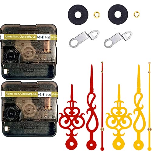 Image of YOPY� Combo 2 of Ajanta Mfg. Battery Operated Plastic Ticking Wall Clock Movement Machine with Hands (Needles : Antique Maroon,Gold)