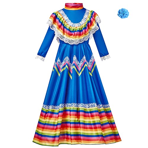 Girls Mexican Dress Folklorico Traditional Dresses Toddler Holiday Dance Skirt Kids Carnival Birthday Gowns