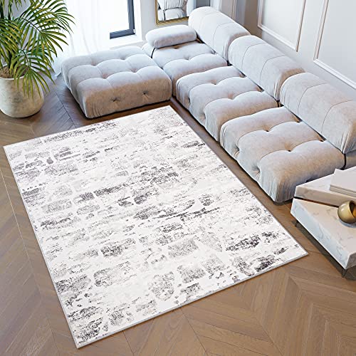 TAPISO Sky Teppich Kurzflor Modern Grau Beige Meliert Verwischt Design Wohnzimmer Schlafzimmer 3D Optik Abstrakt ÖKOTEX 120 x 170 cm TAPISO Sky Teppich Kurzflor Modern Grau Beige Meliert Verwischt Design Wohnzimmer Schlafzimmer 3D Optik Abstrakt ÖKOTEX 120 x 170 cm