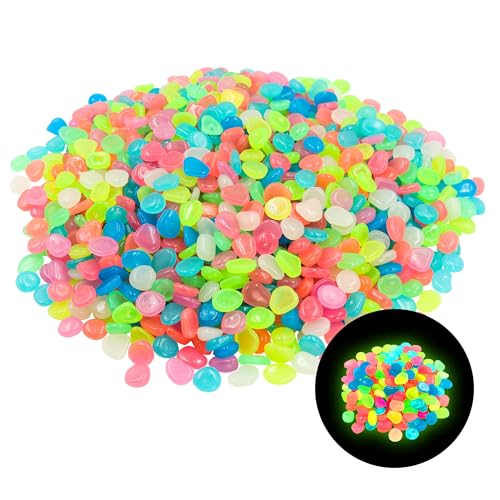Yitexin 1000 Pièces Aquarium Galet Lumineux, Mini Pierres Lumineuses Décoratives, Galets Phosphorescents Colorés Rocher pour Aquarium Paysage Promenade...