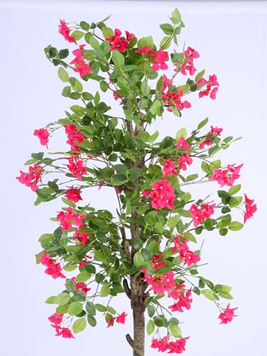 Image of ARICK DECOR 6.5Ft .Artificial Bougainvillea Flowers Tree in Pot, 6.5ft Realistic Faux Pink Silk Flower Plant, Peacock Shaped Extra Large Floor Decor for Home, Office & Balcony