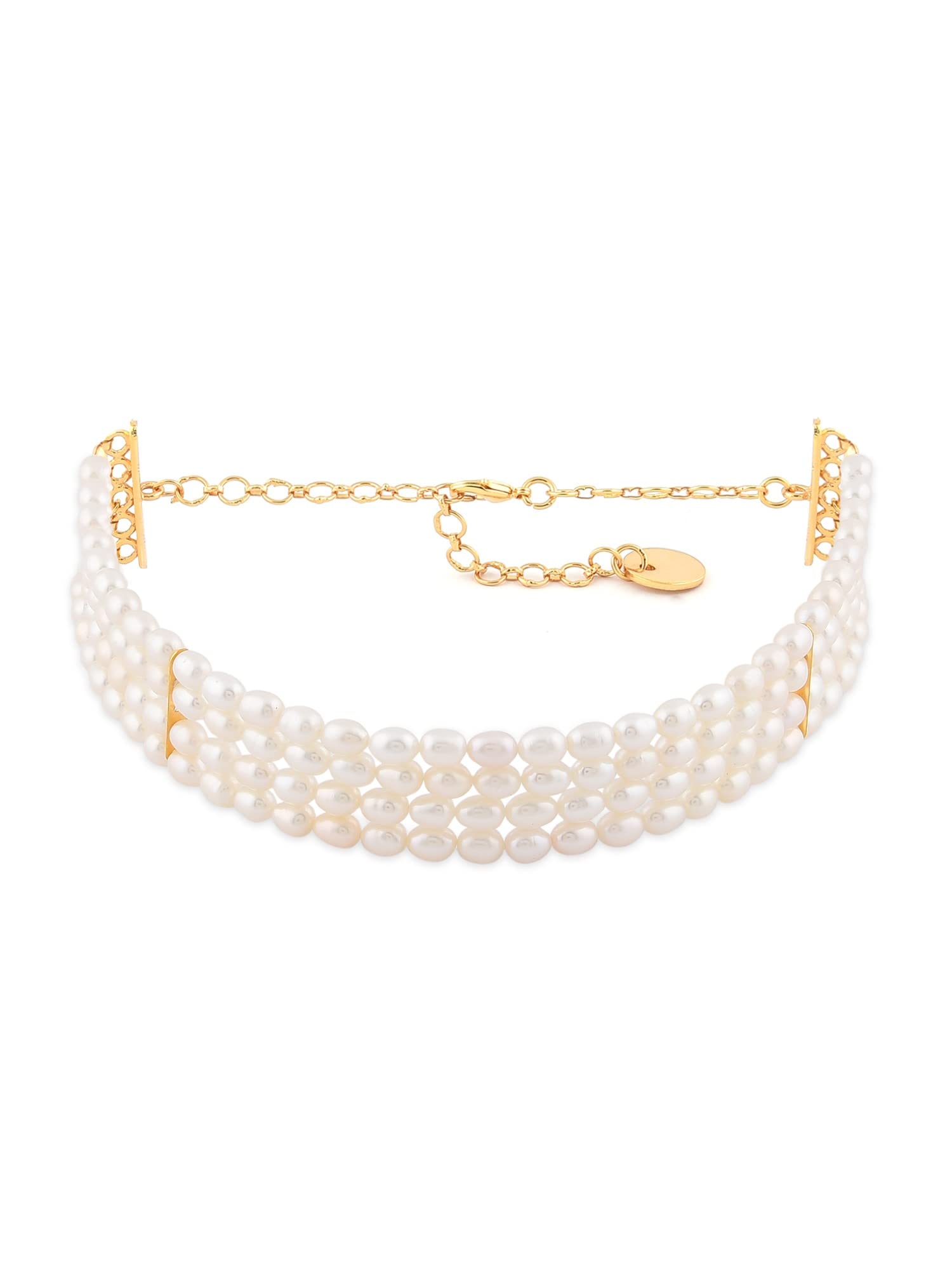 ZAVERI PEARLS White Freshwater Rice Pearls AAA+ Quality 4 Strand Choker Necklace For Women-ZPFK11509 (B09MN5KTYY) Amazon Price History, Amazon Price Tracker