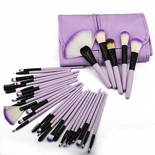 HeCloud 32-Piece Set Professional Cosmetic Blending Makeup Brushes Set with Bag (Purple)