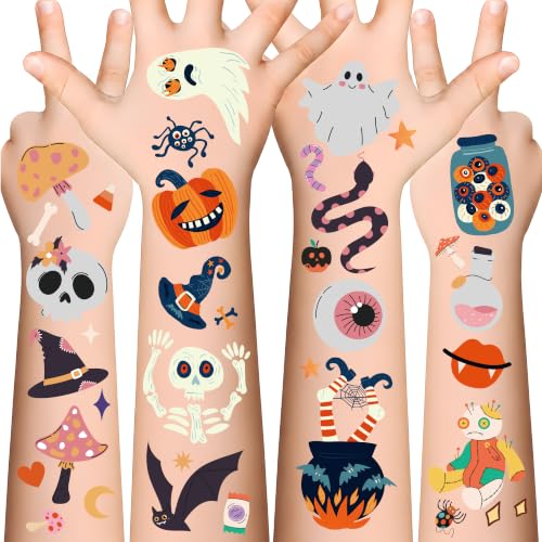 190 PCS Halloween Tattoos for Kids - Halloween Party Favors - Halloween Games Treats Toys Gifts Crafts Party Favors Supplies [Halloween Makeup]