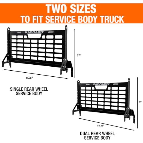 Image of Buyers Products 5405427B Kabgard Headache Rack W /Mounting Kit for Dual-Wheel Service Body Trucks, 54 Inch, Black Gloss Finish, Service Body Headache Rack Kit