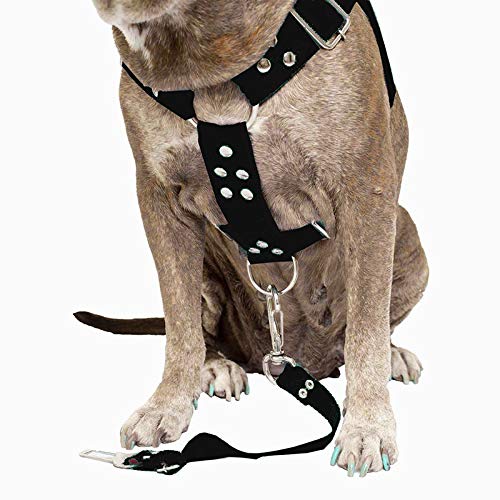 Coleira Peitoral Cachorro Porte Maior Guia Adaptador Cinto Segurança Tamanho M - Cor Preta