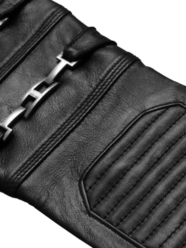 Image of URBAN BUCK Sky Real Sheepskin Leather Costume Gauntlet Glove - Regular Fit Long Arm Cuff Mens Unlined Cosplay Gloves