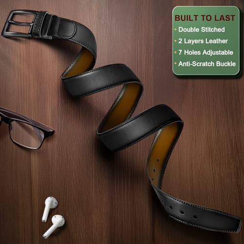 KEMISANT Men Belt,Reversible Leather Belt For Men Gift Casual Dress Golf Pants Jeans Gift Boxed3