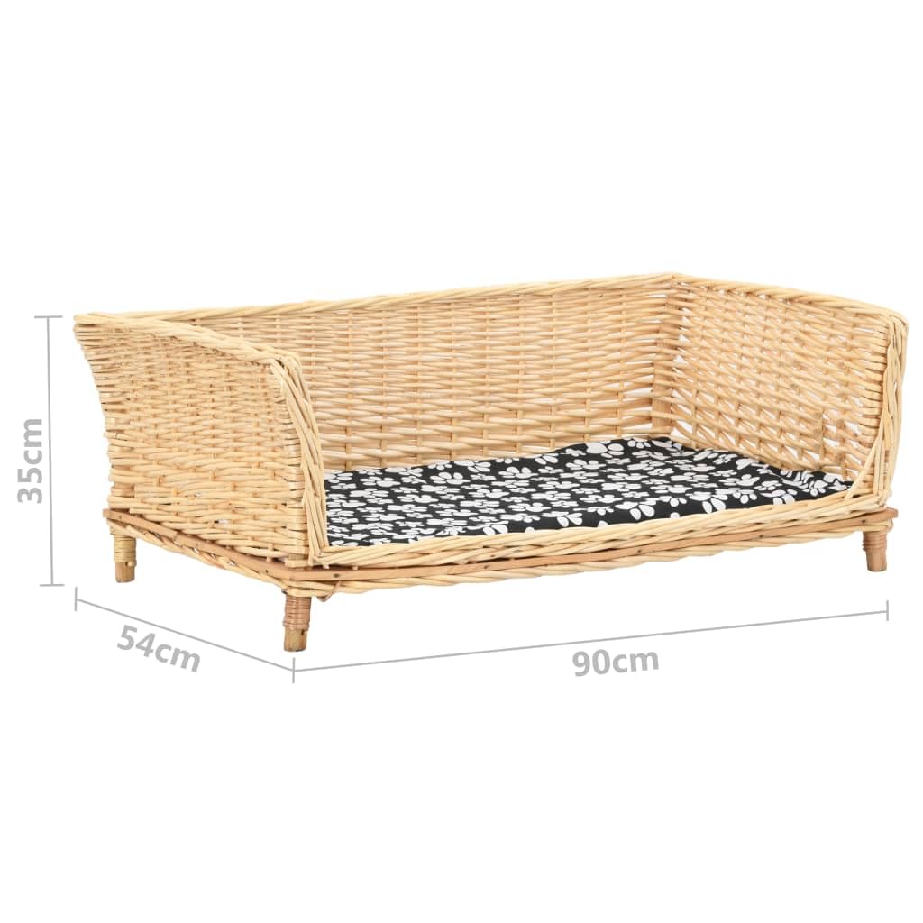 Cuccia per cani realizzata a mano con cuscino, 90 x 54 x 35 cm, in vimini naturale, rimovibile, per un riposo tranquillo, antiscivolo, per interni e viaggi