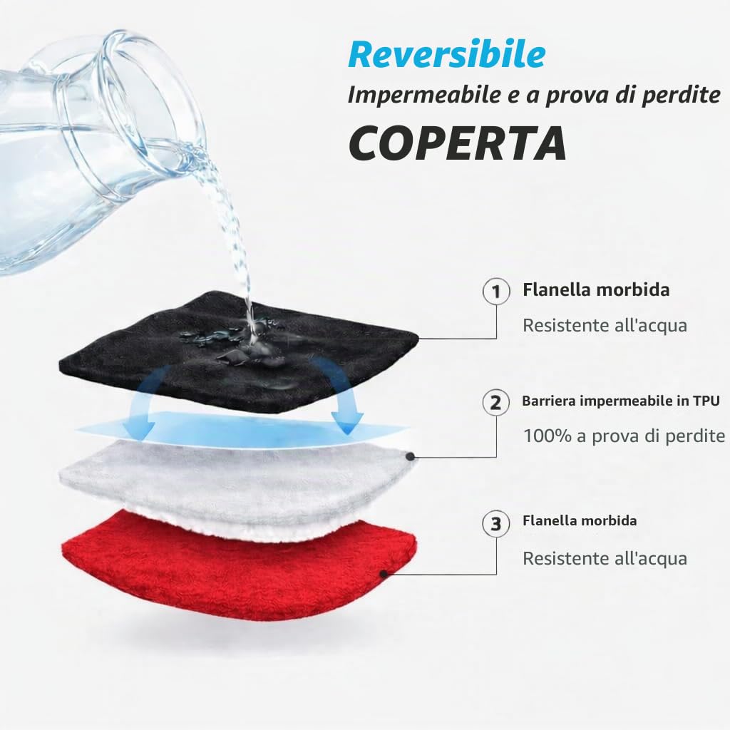Coperta impermeabile per letto intimità, in flanella, impermeabile, per adulti, coperta per piacere (102 x 152 cm, rosso e nero)