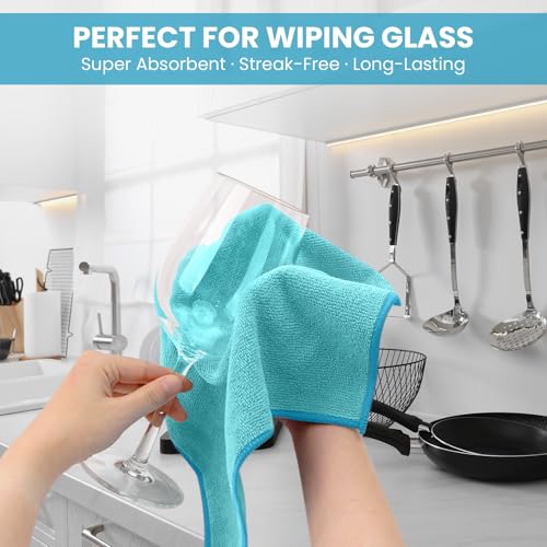 Image of SIFANGKE Microfiber Cleaning Cloth, 12 Pack SkyBlue Cleaning Rags for Housekeeping, Reusable Microfiber Towels for Car, Kitchen, Bathroom and Household Cleaning Supplies, 11.8 inchX11.8 inch