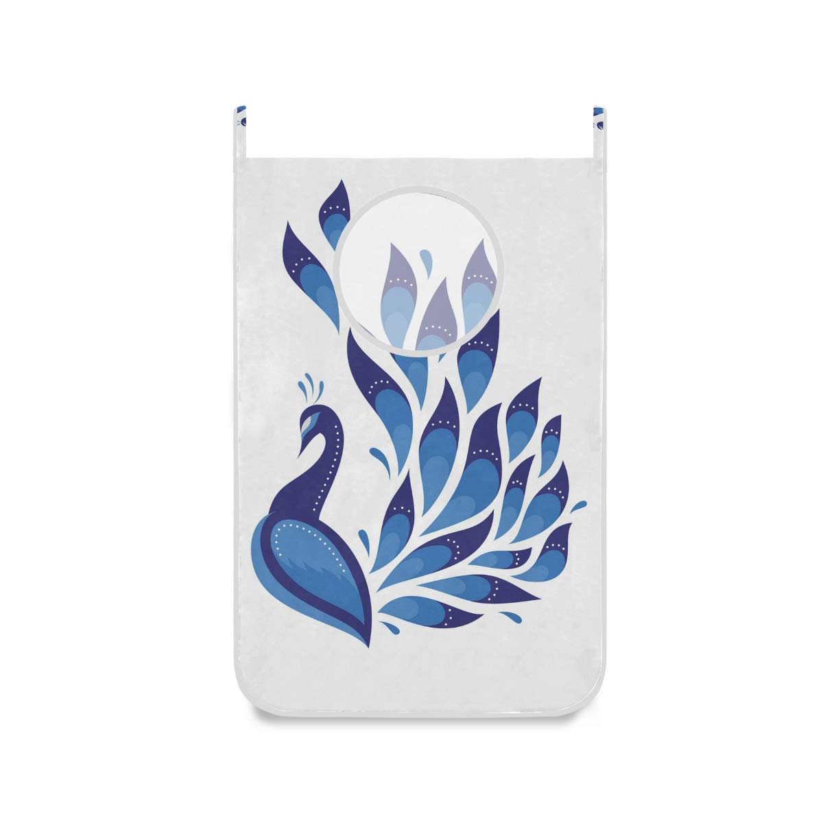 hengpai Kids Cute Hanging Laundry Hamper Bag Dirty Clothes Bag Basket Fabric Wash Bag with Door Wall Hooks,Beautiful Peacock