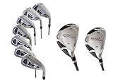 Agxgolf Men'S Magnum Xs Wide Sole Edition Stainless Steel Irons Set W/3 &Amp; 4 Hybrids + 5-9 Irons + Pitching Wedge + Sand Wedge: Stiff Flex, Tall Length +1.0”; Right Hand: Usa Built!