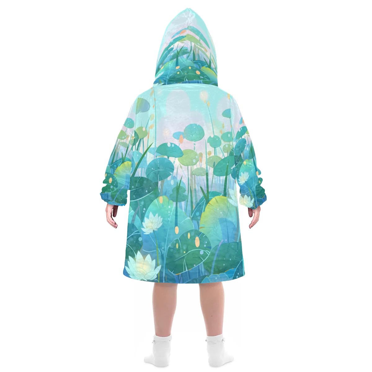 Kids Blanket Hoodie Summer Lotus Leaf Wearable Blanket Hoodie Oversized Hooded Blanket, Sweatshirt Blanket with Pockets Soft Warm Kids Hooded Blanket for Girls, Boys