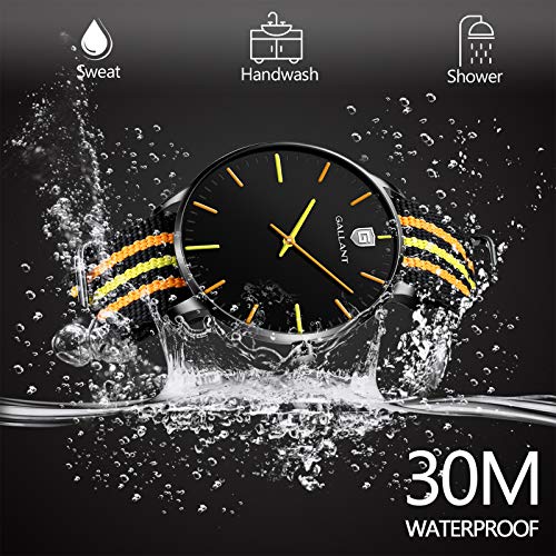G GALLANT Mens Watch Men's Wristwatch Quartz Watch Nylon Slip-Thru Strap Watch Minimalist Waterproof Watch for Men Teenager Gift - Orange/Blue/White/Black4