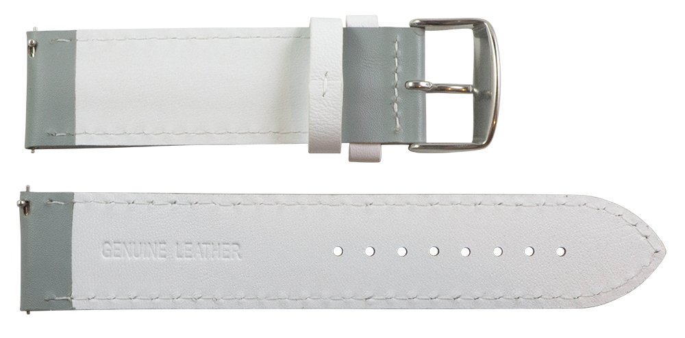 Clockwork Synergy, LLC 18mm Rally Perforated Smooth Grey/White Leather Interchangeable Watch Band Strap