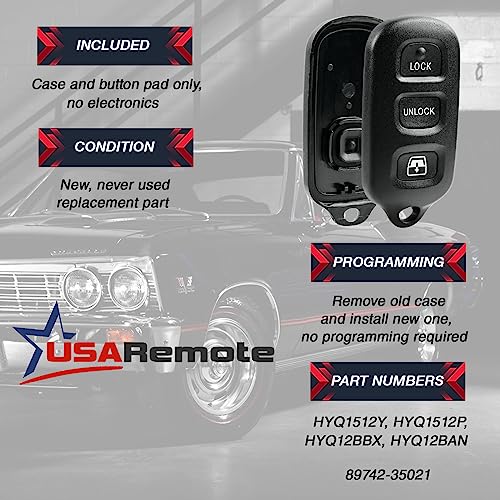 Image of Key Fob Keyless Entry Remote Shell Case & Pad fits Toyota 1999-2009 4runner / 2001-2008 Sequoia