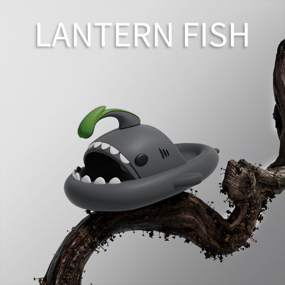 Generisch Claquettes de requin de pêche pour adultes - Matériau EVA respectueux de l'environnement - Bout ouvert confortable - Pour douche, piscine