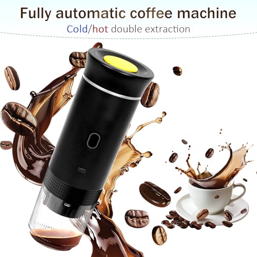 Image of 3-in-1 Portable Coffee Maker, Self-Heating Espresso Machine, USB Rechargeable Travel Coffee Maker, Compact for Office, Travel, Camping - Black