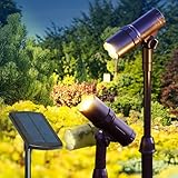 Smart Yard Solar Powered Spotlight, 2 Pack, 50 Lumens, Adjustable Height - Easy to Install, Waterproof LED Solar Outdoor Spot Lights for Yard, Garden, Patio, Tree, Landscape - Includes 15" Panel