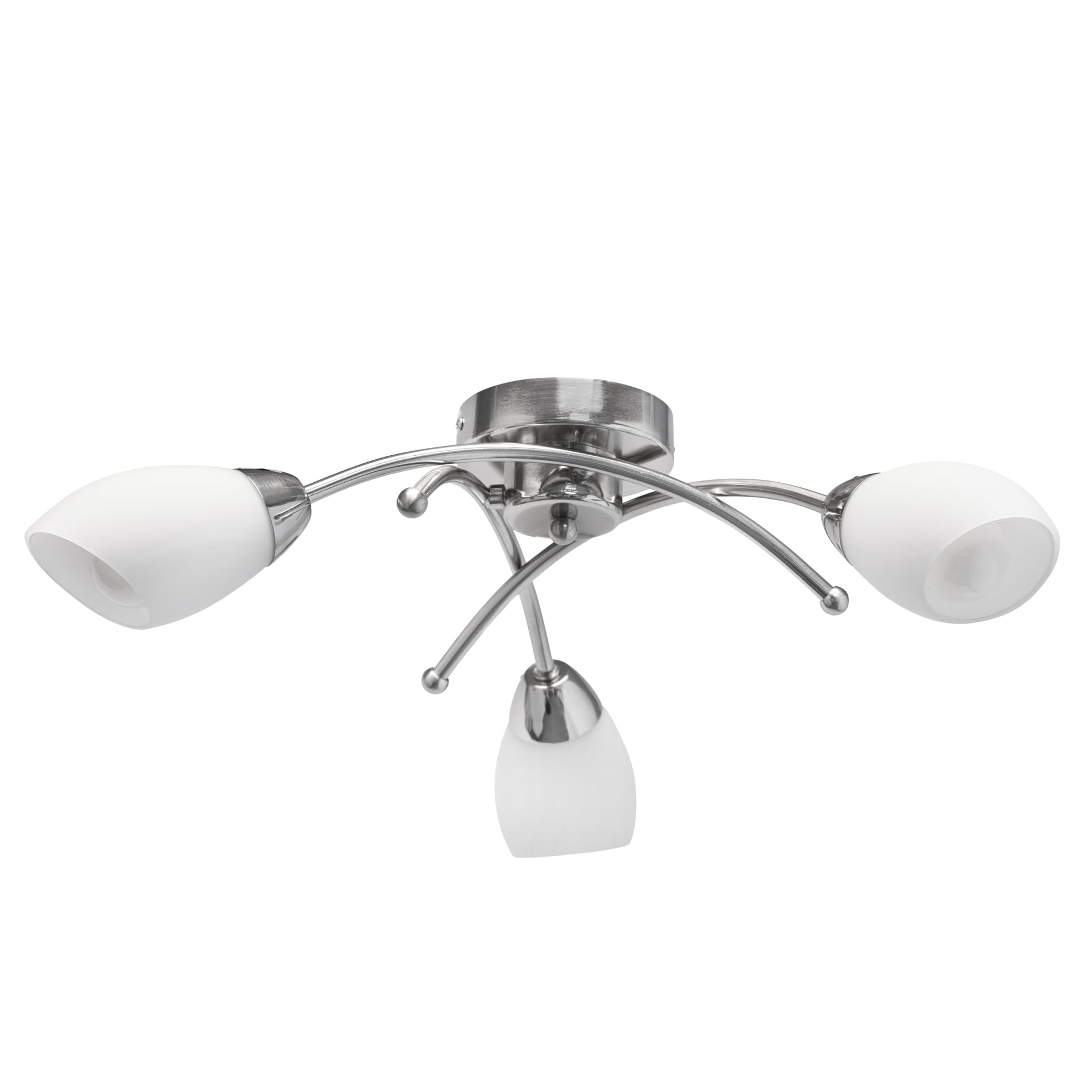 Lighting Supermarket Satin Silver Albany 3 Light Semi Flush Ceiling Light With Opal Glass Shades