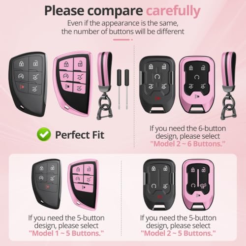 Image of For Chevy /GMC Key Fob Cover Accessories, Matte TPU Material, With a Cute Leather Keychain, for Silverado Sierra Tahoe Suburban Equinox Traverse Yukon Denali Terrain Acadia
