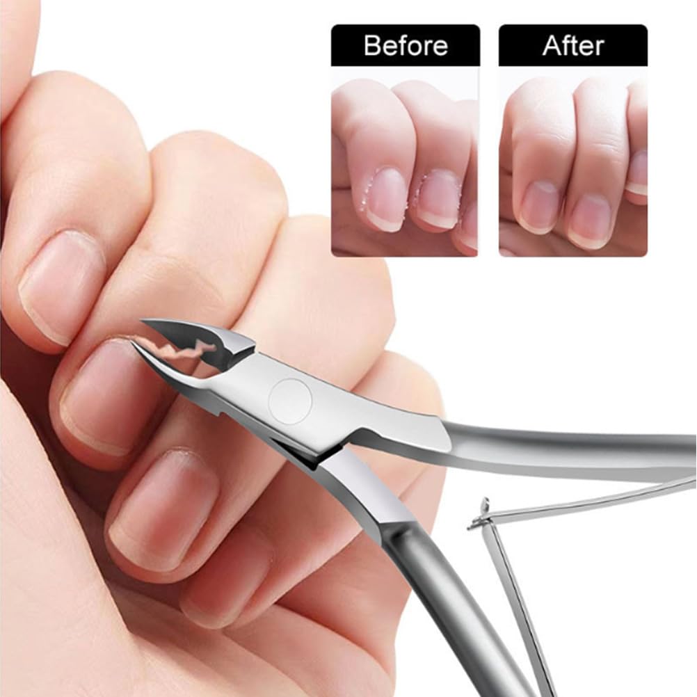2 Piece Cuticle Nipper and Cuticle Pusher Set, Stainless Steel Cuticle Nippers/Nail Clippers/Trimmers and Scissors for Fingernail/Toenail Trimming